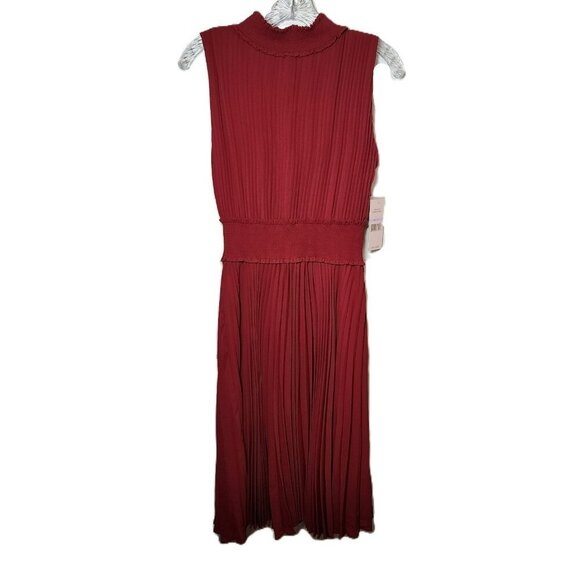 NWT‎ Nanette Lepore Dress Size 6 Moroccan Rose Pleated Midi Sleeveless High Neck - Picture 6 of 16